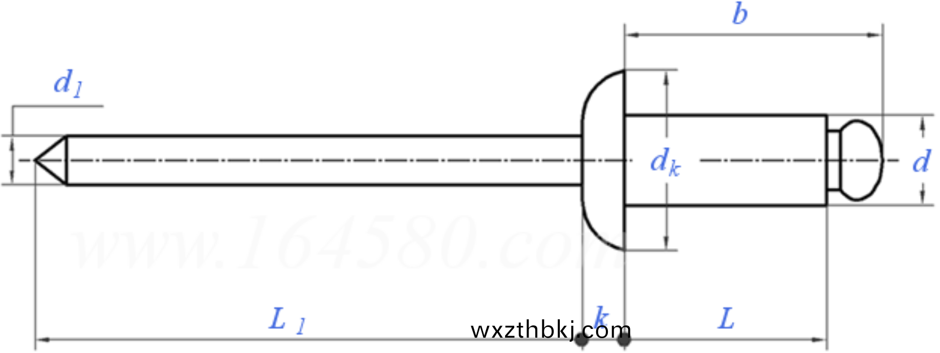 圓頭半(ban)鋼抽(chou)芯(xin)拉釘(ding)