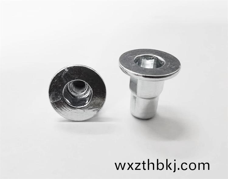 平頭(tou)半六(liu)角(jiao)盲(mang)孔(kong)鉚螺(luo)母(mu)(鐵(tie)鍍鋅)